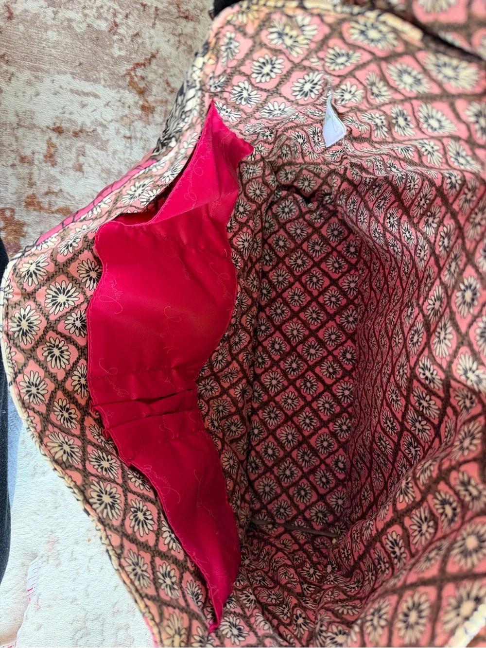 Vera Bradley Pink and Brown Quilted Floral Crossbody